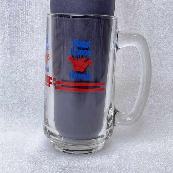 Vintage 1987 "HANG LOOSE" Hawaii Glass Mug Cup Hawaiian 16oz *READ - Picture 9 of 12